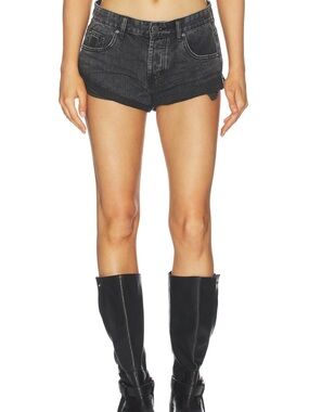 One Teaspoon Washed Black Denim Shorts